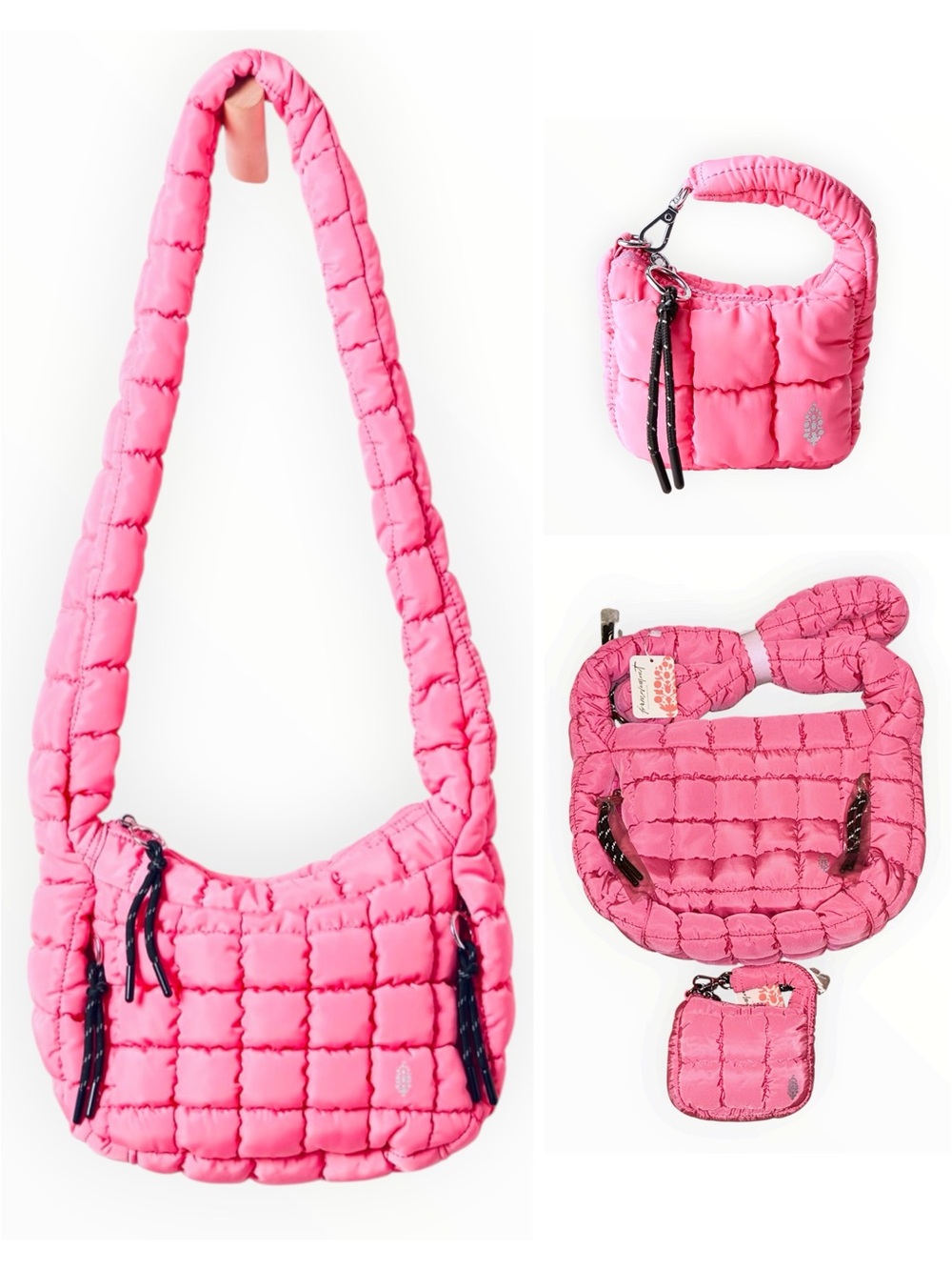 NWT FP Movement (1) Baby Carryall Crossbody Bag, and (2) Micro Pouch - Bubblegum